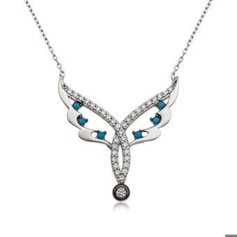 Serra Jewels Beyaz Zirkon Taşlı 925 Ayar Kararmayan Melek Kanadı Forse Zincir Kadın Gümüş Kolye 45 cm