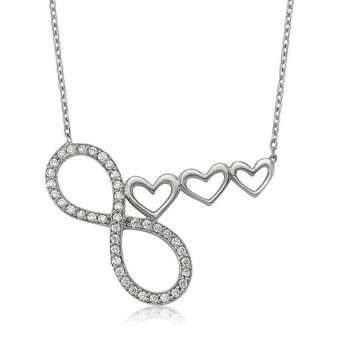 Serra Jewels Kalpli Beyaz Zirkon Taşlı 925 Ayar Kararmayan Sonsuzluk Forse Zincir Kadın Gümüş Kolye 45 cm
