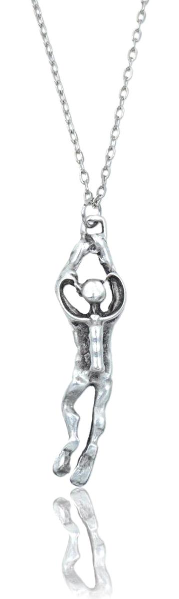 Herşey Nota İnsan Figürlü Gümüş Metal 925 Ayar Kararmayan Halka Zincir Kadın Gümüş Kolye 60 cm