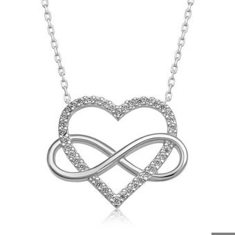 Serra Jewels Sonsuzluk Beyaz - Siyah Zirkon Taşlı 925 Ayar Kararmayan Kalpli Forse Zincir Kadın Gümüş Kolye 45 cm
