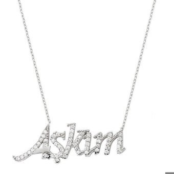 Serra Jewels Yazılı Beyaz Zirkon Taşlı 925 Ayar Kararmayan Yuvarlak Forse Zincir Kadın Gümüş Kolye 45 cm