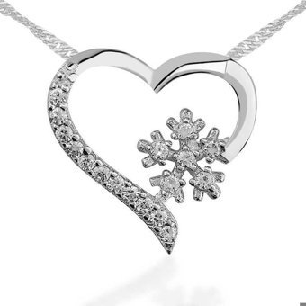 Serra Jewels Kar Tanesi Beyaz Zirkon Taşlı 925 Ayar Kararmayan Kalpli Forse Zincir Kadın Gümüş Kolye 45 cm