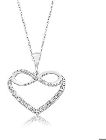 Serra Jewels Sonsuzluk Beyaz - Siyah Zirkon Taşlı 925 Ayar Kararmayan Kalpli Forse Zincir Kadın Gümüş Kolye 45 cm