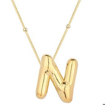 Serra Jewels Gold N Harfli 925 Ayar Altın Kaplama Kararmayan Forse Zincir Kadın Gümüş Kolye 45 cm