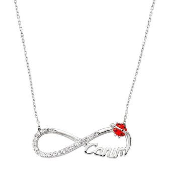 Serra Jewels Yazılı Beyaz Zirkon Taşlı 925 Ayar Kararmayan Sonsuzluk Forse Zincir Kadın Gümüş Kolye 45 cm