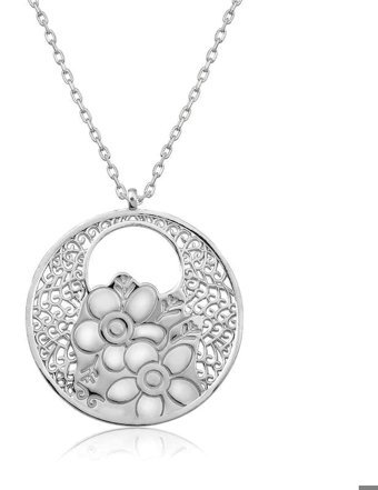 Serra Jewels Yaşam Çiçeği Beyaz 925 Ayar Kararmayan Yuvarlak Forse Zincir Kadın Gümüş Kolye 50 cm