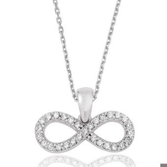 Serra Jewels Beyaz Zirkon Taşlı 925 Ayar Kararmayan Sonsuzluk Forse Zincir Kadın Gümüş Kolye 45 cm