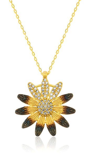 Serra Jewels Papatyalı Beyaz Zirkon Taşlı 925 Ayar Kararmayan Forse Zincir Kadın Gümüş Kolye 45 cm