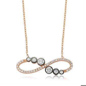 Serra Jewels Beyaz - Siyah Zirkon Taşlı 925 Ayar Kararmayan Sonsuzluk Forse Zincir Kadın Gümüş Kolye 45 cm