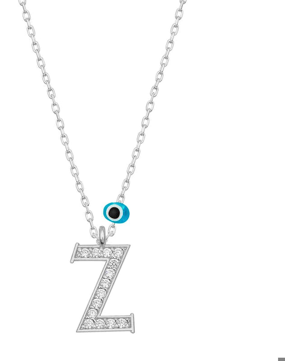 Gumush Beyaz Zirkon Taşlı Z Harfli 925 Ayar Kararmayan Forse Zincir Kadın Gümüş Kolye 60 cm