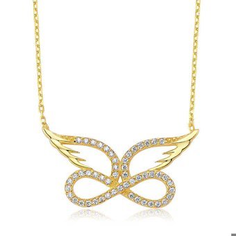 Serra Jewels Kelebekli Beyaz Zirkon Taşlı 925 Ayar Kararmayan Sonsuzluk Forse Zincir Kadın Gümüş Kolye 45 cm
