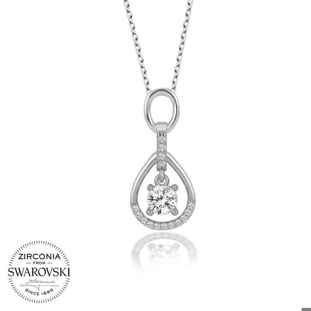 Oseshop Beyaz Zirkon Taşlı 925 Ayar Kararmayan Forse Zincir Kadın Gümüş Kolye 45 cm