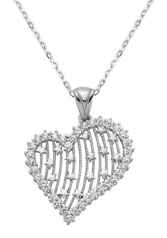 Serra Jewels Kalpli Beyaz Zirkon Taşlı 925 Ayar Kararmayan Forse Zincir Kadın Gümüş Kolye 45 cm
