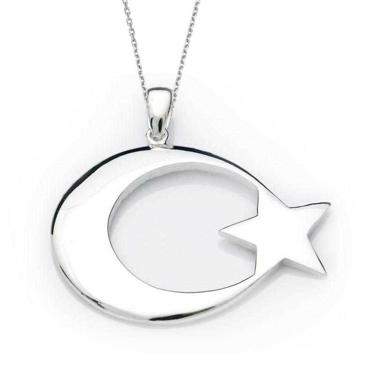 Gumush Ay Yıldız Gümüş 925 Ayar Kararmayan Damla Forse Zincir Kadın Gümüş Kolye 45 cm