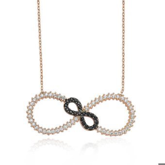 Serra Jewels Kalpli Sonsuzluk Beyaz - Siyah Zirkon Taşlı 925 Ayar Kararmayan Forse Zincir Kadın Gümüş Kolye 45 cm