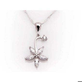 Serra Jewels Çiçekli Beyaz Zirkon Taşlı 925 Ayar Kararmayan Burma Zincir Kadın Gümüş Kolye 45 cm