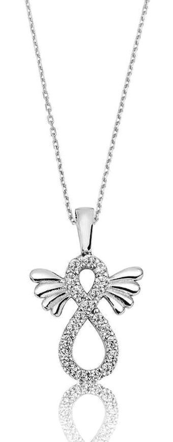 Serra Jewels Beyaz Zirkon Taşlı 925 Ayar Kararmayan Sonsuzluk Forse Zincir Kadın Gümüş Kolye 45 cm