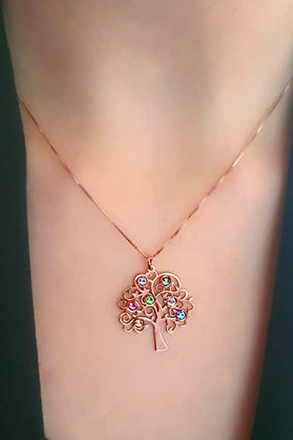 Oseshop Beyaz Swarovski Taşlı 925 Ayar Kararmayan Figürlü Forse Zincir Kadın Gümüş Kolye 45 cm