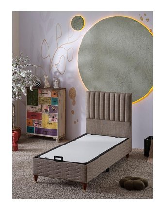 Beehanem Ezgi 90x190 cm Başlıklı Sandıklı Tek Kişilik Baza Kahverengi