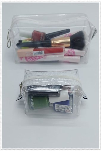 Togin Beyaz Düz PVC Seyahat Makyaj Çantası