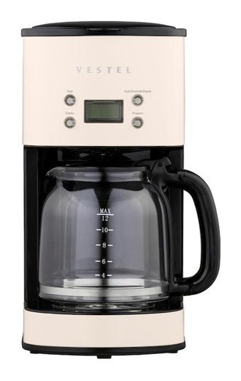 Vestel Retro Zaman Ayarlı Paslanmaz Çelik Filtreli Karaf 1.5 lt Hazneli 12 Fincan Akıllı 1000 W Bej Filtre Kahve Makinesi