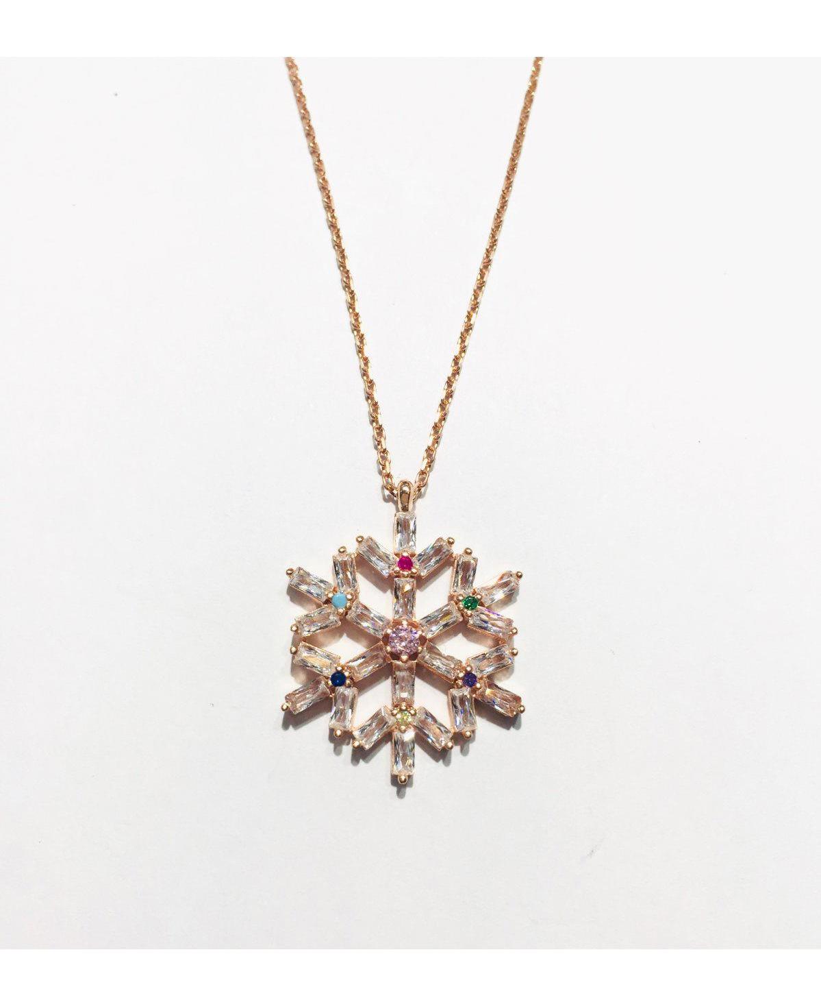 Nuovo Jewellery Kar Taneli Çok Renkli Zirkon Taşlı 925 Ayar Altın Kaplama Kararmayan Forse Zincir Kadın Gümüş Kolye 45 cm