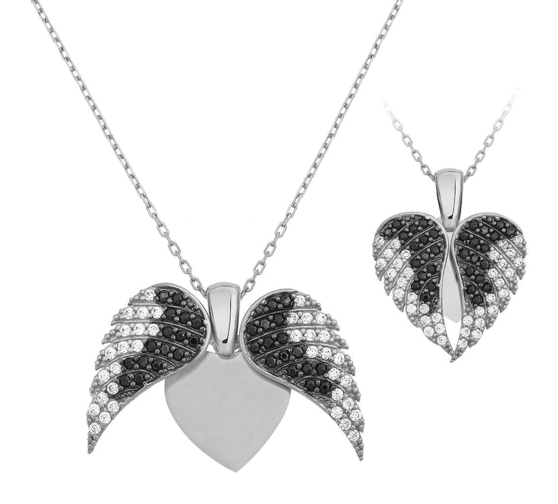 Chavin Jewelry Aşkın Kanatları Beyaz Zirkon Taşlı 925 Ayar Kararmayan Forse Zincir Kadın Gümüş Kolye 45 cm