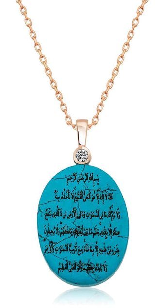 Gumush Ayetel Kürsi Beyaz Zirkon Taşlı 925 Ayar Altın Kaplama Kararmayan Forse Zincir Kadın Gümüş Kolye 45 cm