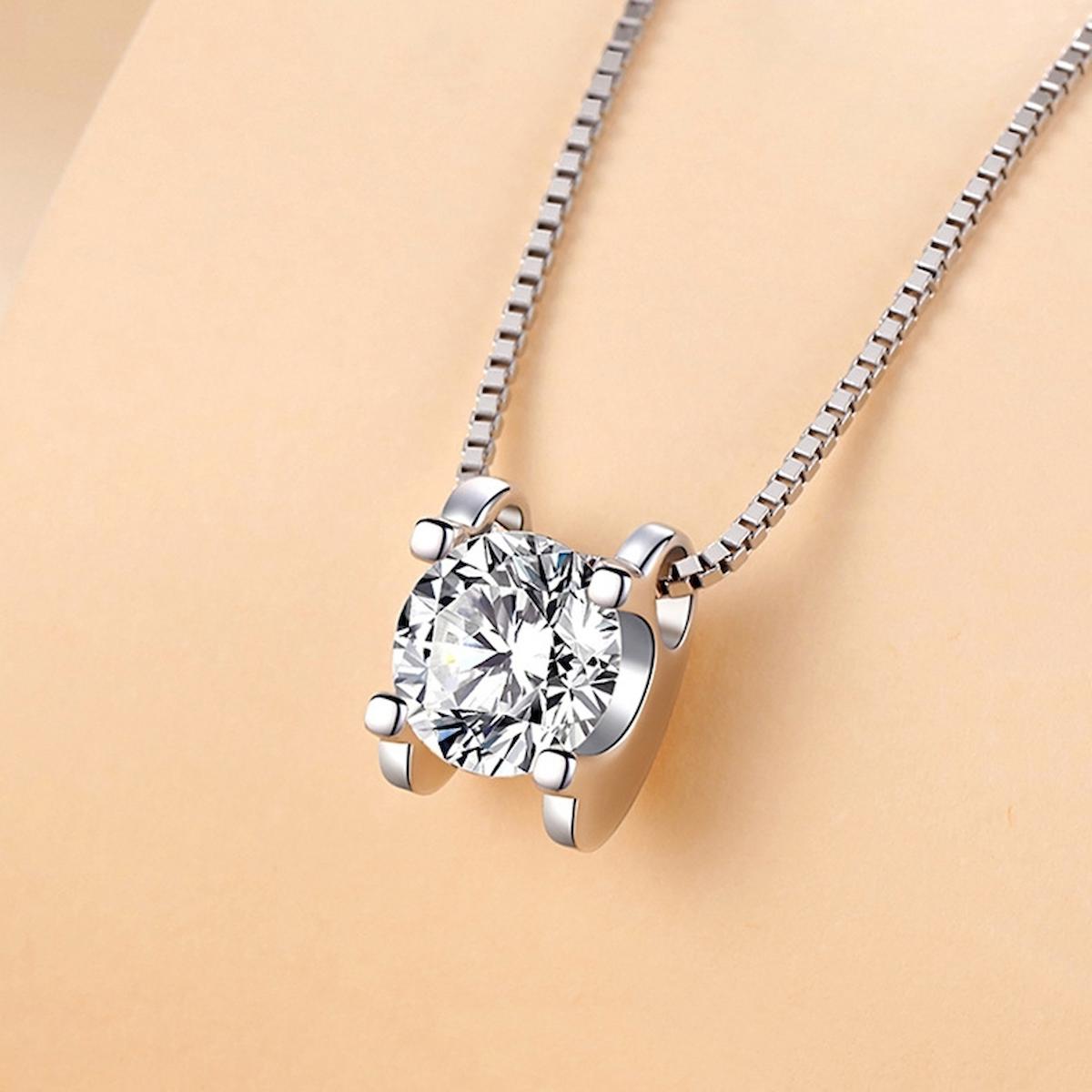 Chavin Jewelry DB01 Beyaz Zirkon Taşlı 925 Ayar Kararmayan Zincir Kadın Gümüş Kolye 45 cm