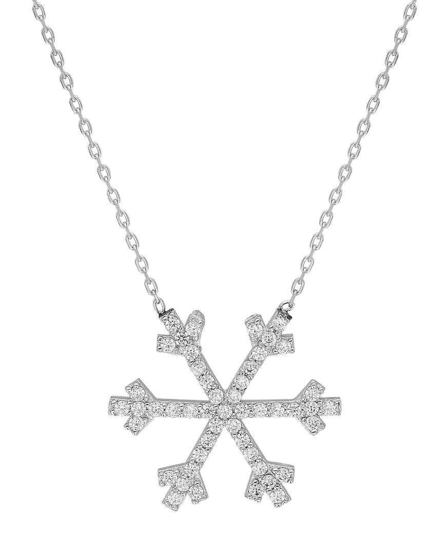 Chavin Jewelry Kar Taneli Beyaz Zirkon Taşlı 925 Ayar Kararmayan Forse Zincir Kadın Gümüş Kolye 44 cm