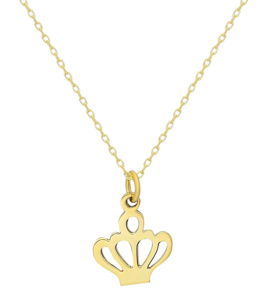Chavin Jewelry Kraliçe Taçlı 925 Ayar Altın Kaplama Kararmayan Forse Zincir Kadın Gümüş Kolye 45 cm