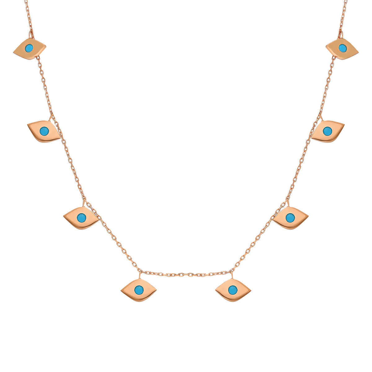 Chavin Jewelry Nazar Boncuklu Beyaz Zirkon Taşlı 925 Ayar Altın Kaplama Kararmayan Forse Zincir Kadın Gümüş Kolye 45 cm