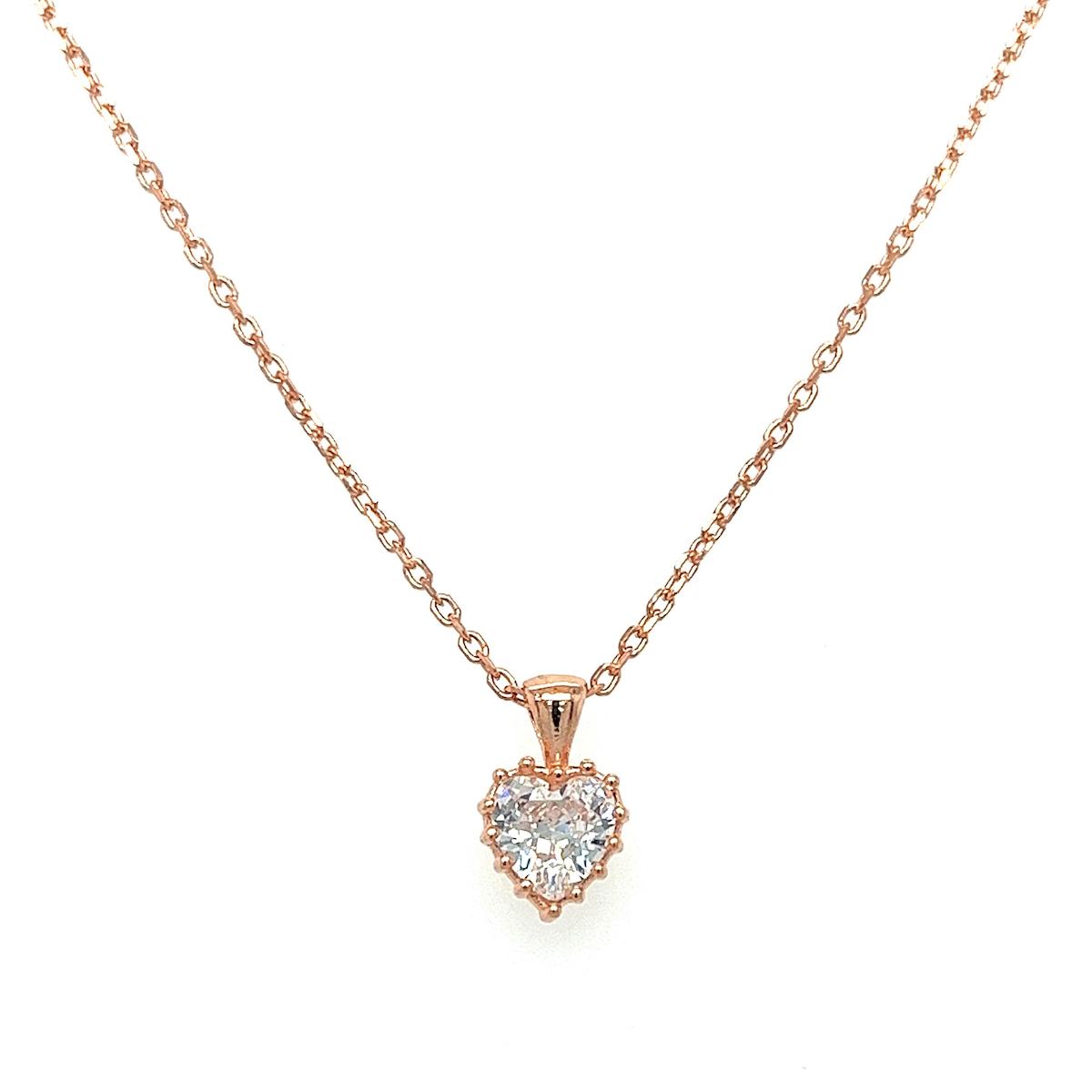 Tahal Kuyumculuk Kalpli Beyaz Swarovski Taşlı 925 Ayar Altın Kaplama Kararmayan Forse Zincir Kadın Gümüş Kolye 45 cm