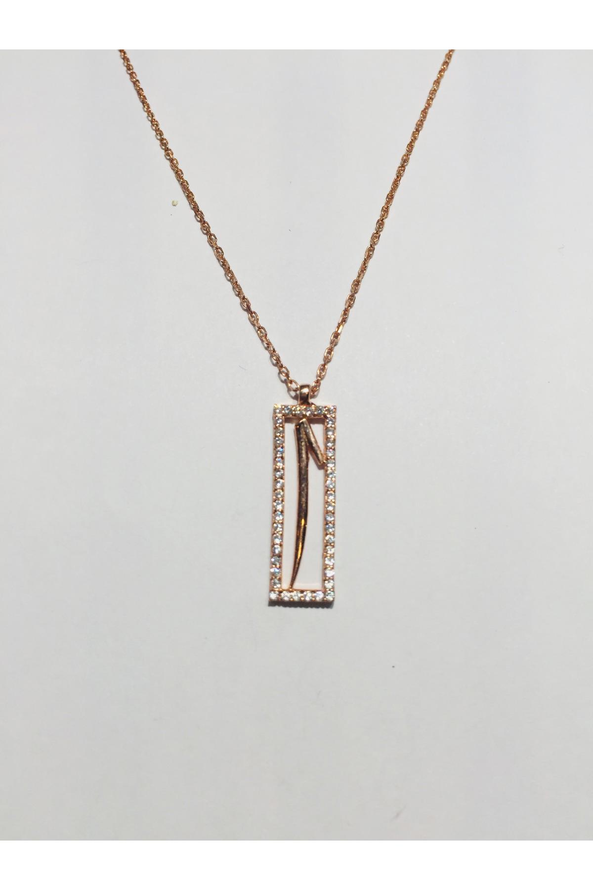 Nuovo Jewellery Arapça Yazılı Beyaz Zirkon Taşlı Elif Harfli 925 Ayar Altın Kaplama Kararmayan Forse Zincir Kadın Gümüş Kolye 45 cm