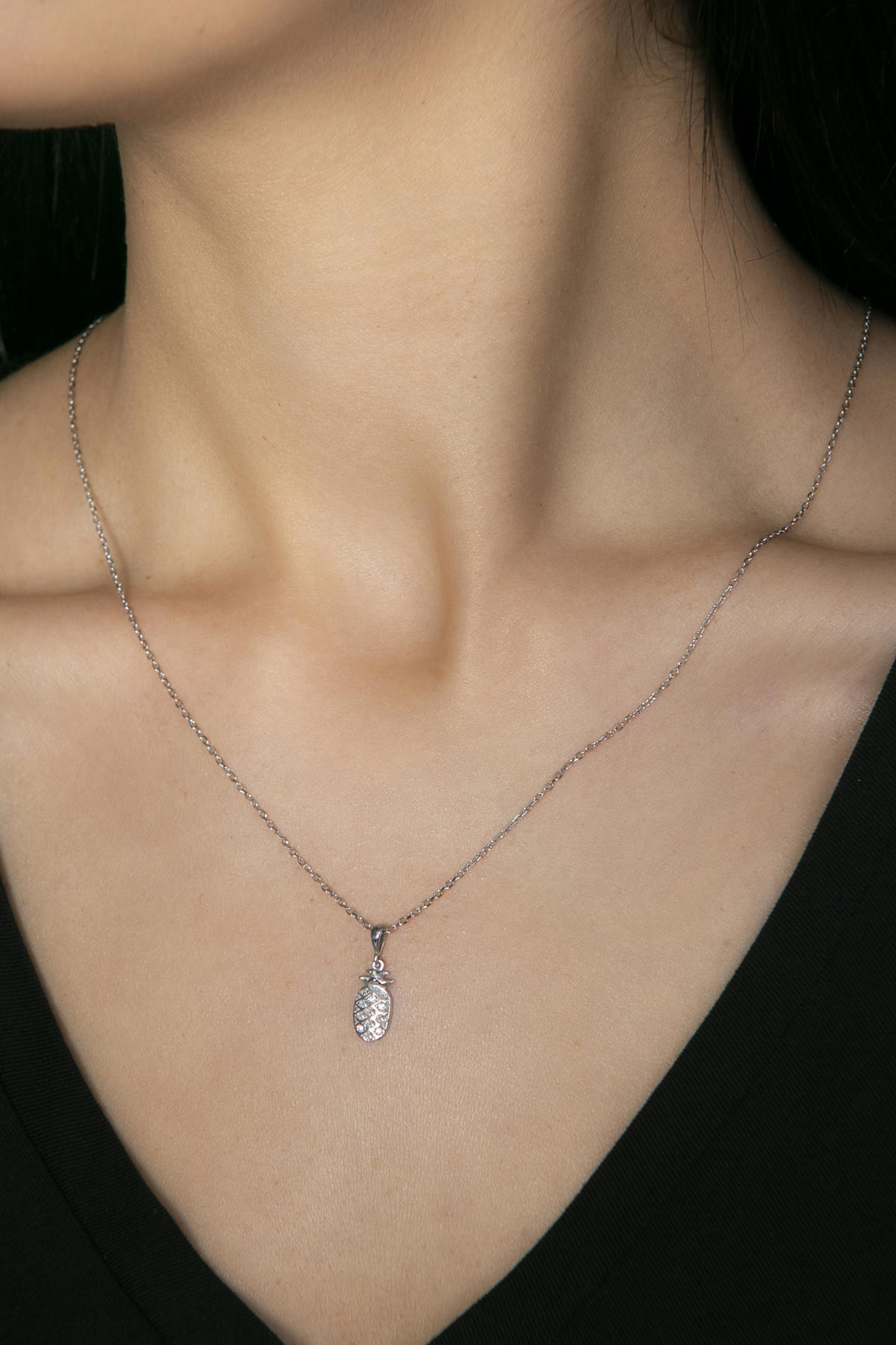 Elika Silver Beyaz 925 Ayar Kararmayan Kalp Düz Zincir Kadın Gümüş Kolye