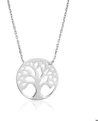 Serra Jewels Hayat Ağacı Çok Renkli Zirkon Taşlı Kararmayan Forse Zincir Kadın Gümüş Kolye 45 cm