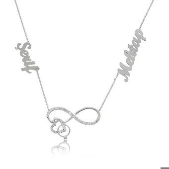 Serra Jewels Beyaz Zirkon Taşlı Kararmayan Figürlü Forse Zincir Kadın Gümüş Kolye 45 cm