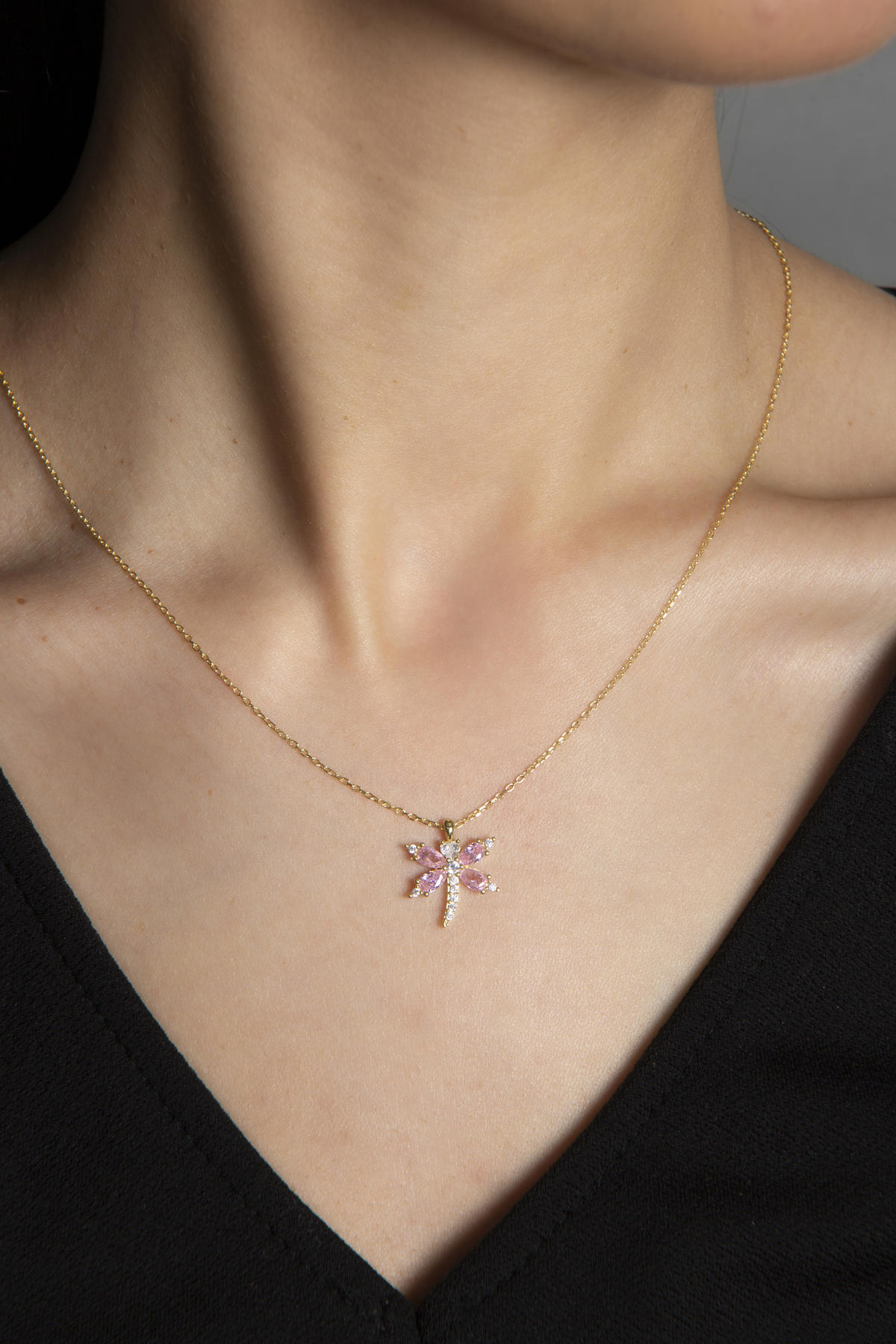 Elika Silver Beyaz-Pembe Zirkon Taşlı 925 Ayar Kararmayan Kalp Düz Zincir Kadın Gümüş Kolye
