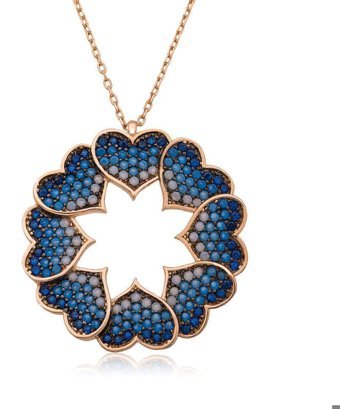 Serra Jewels Mavi Zirkon Taşlı Kararmayan Figürlü Forse Zincir Kadın Gümüş Kolye 45 cm