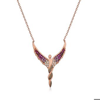 Serra Jewels Beyaz-Mor Zirkon Taşlı Kararmayan Forse Zincir Kadın Gümüş Kolye 45 cm