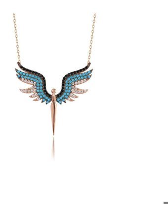 Serra Jewels Çok Renkli Zirkon Kararmayan Forse Zincir Kadın Gümüş Kolye 45 cm