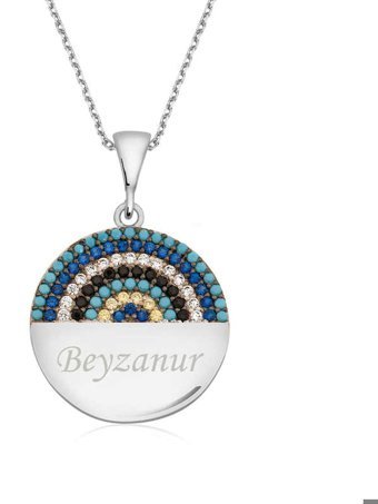 Serra Jewels Beyaz-Siyah Zirkon Taşlı Kararmayan Plaka Forse Zincir Kadın Gümüş Kolye 45 cm