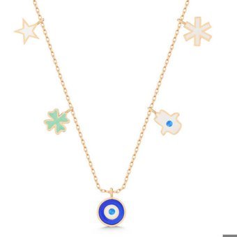 Serra Jewels Beyaz-Mavi Zirkon Taşlı Kararmayan Kalp Forse Zincir Kadın Gümüş Kolye 45 cm
