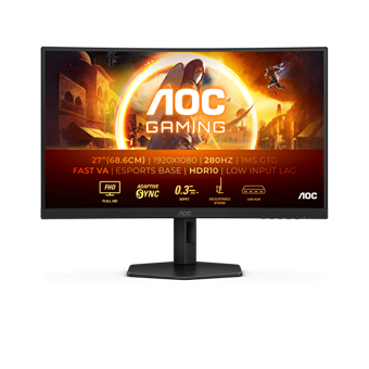 Aoc C27G4Zxu 280 Hz 0.3 ms 27 inç FHD Kavisli VA Hoparlörlü HDMI 1920 x 1080 px LED Oyuncu Monitörü