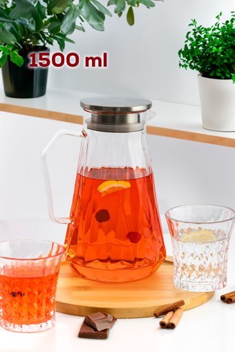 Porsima Detoks Metal Kapaklı Cam Sürahi 1.5 lt
