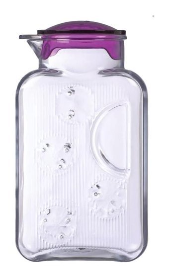 Herevin Kulpsuz Plastik Kapaklı Cam Sürahi 2.2 lt Mor