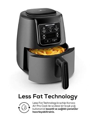 Karaca Air Pro Cook XL 2 in 1 Konuşan (153.03.08.3592) Airfryer 4 lt Tek Hazneli Izgara Yapan Sıcak Hava Fritözü Gri