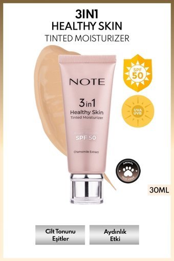 Note 3 in 1 Healthy Skin Tinted Moisturizer Renk Ton Eşitleyici 50 SPF+ Aydınlatıcı BB Krem