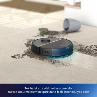 Philips HomeRun 7000 Serisi Aqua XU7000 Haritalı Hepa Filtreli 5000 Pa Siyah Robot Süpürge + Mop