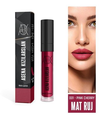 Asena Kızılarslan Pink Cherry 001 Mat Bitişli Likit Ruj